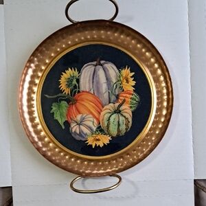 Autumn Harvest Iron Metal Serving Tray With Handles